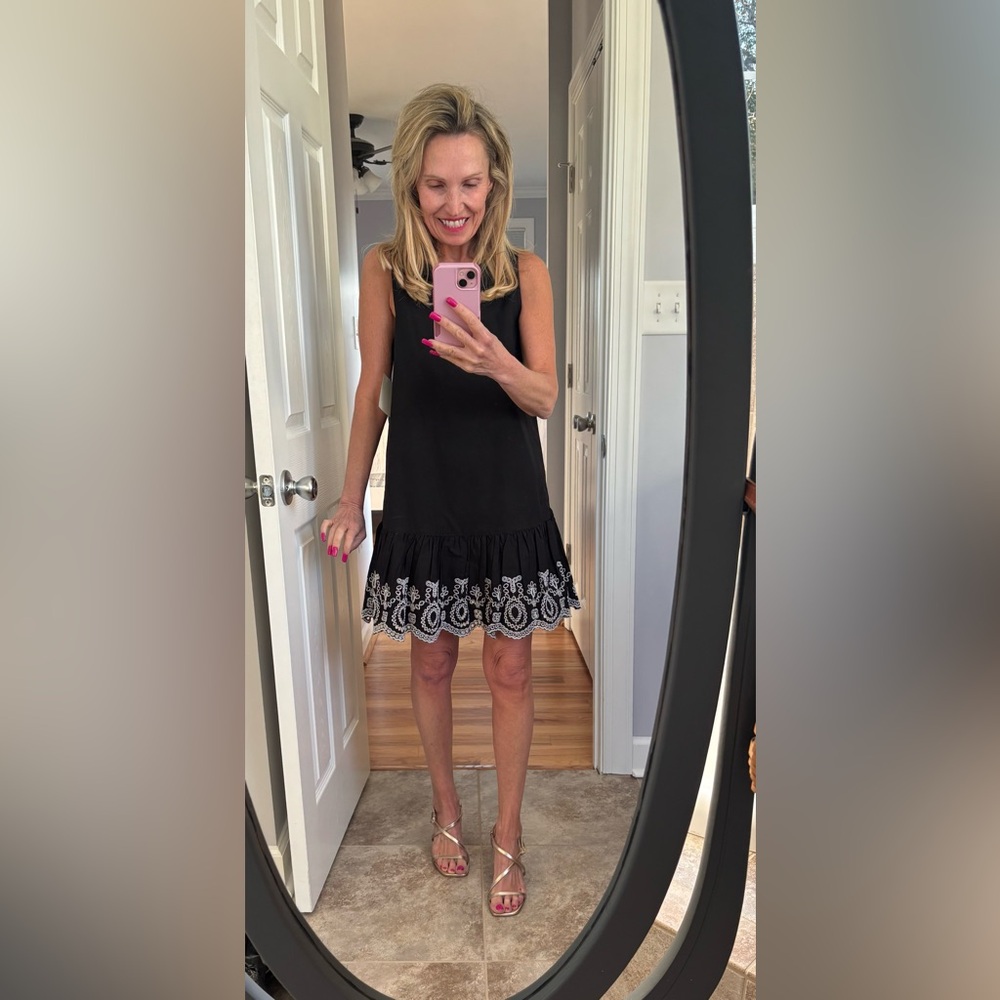 Nordstrom Black Midi Dress with White Detailing